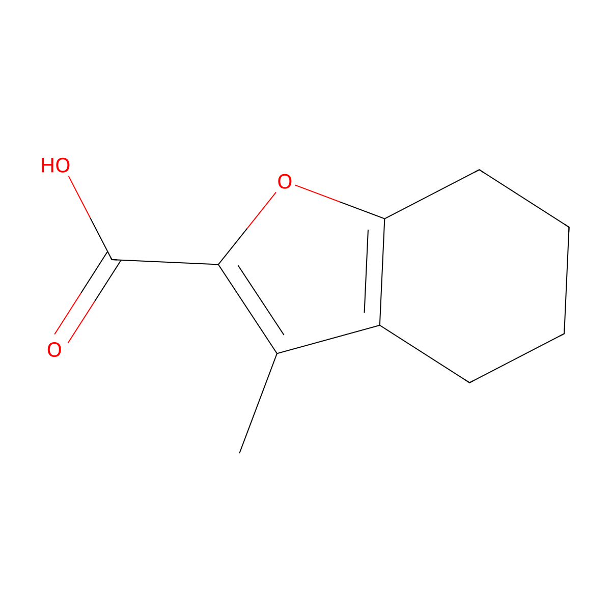 3-Methyl-4,5,6,7-tetrahydrobenzofuran-2-carboxylic acid molecular structure, CAS 1135214-53-7
