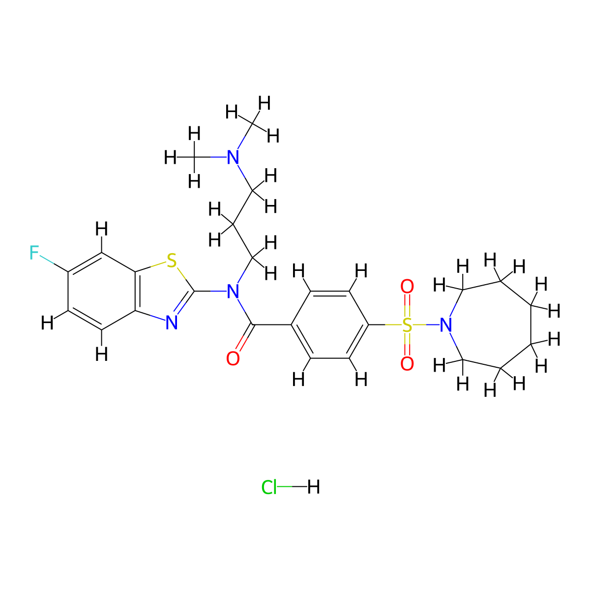 4-(Azepane-1-sulfonyl)-N-[3-(dimethylamino)propyl]-N-(6-fluoro-1,3-benzothiazol-2-YL)benzamide hydrochloride molecular structure, CAS 1135216-66-8