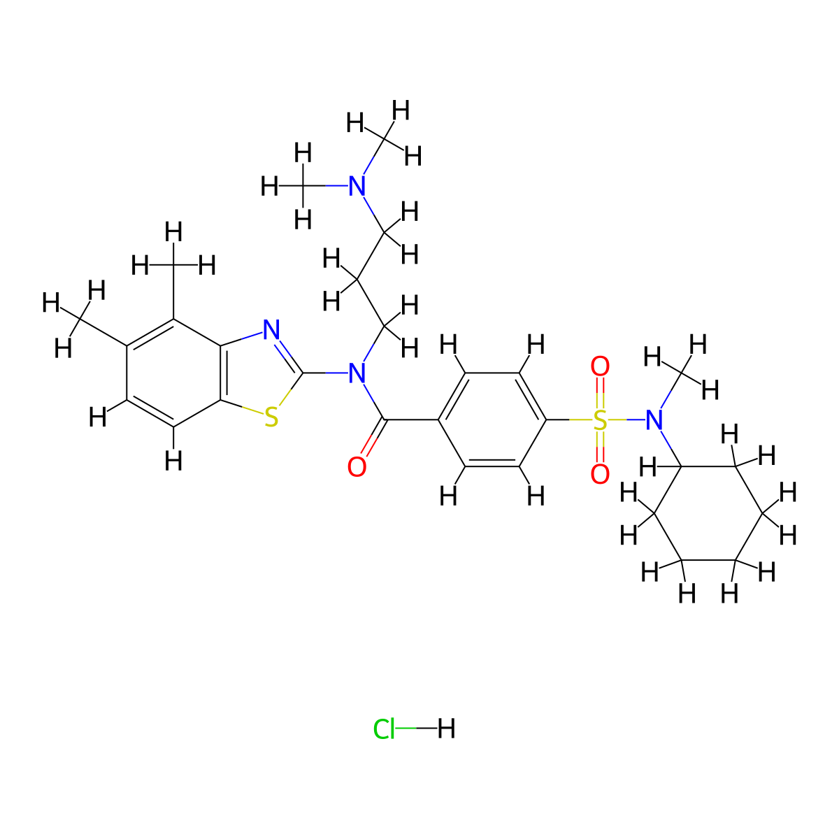 4-[Cyclohexyl(methyl)sulfamoyl]-N-(4,5-dimethyl-1,3-benzothiazol-2-YL)-N-[3-(dimethylamino)propyl]benzamide hydrochloride molecular structure, CAS 1135216-73-7
