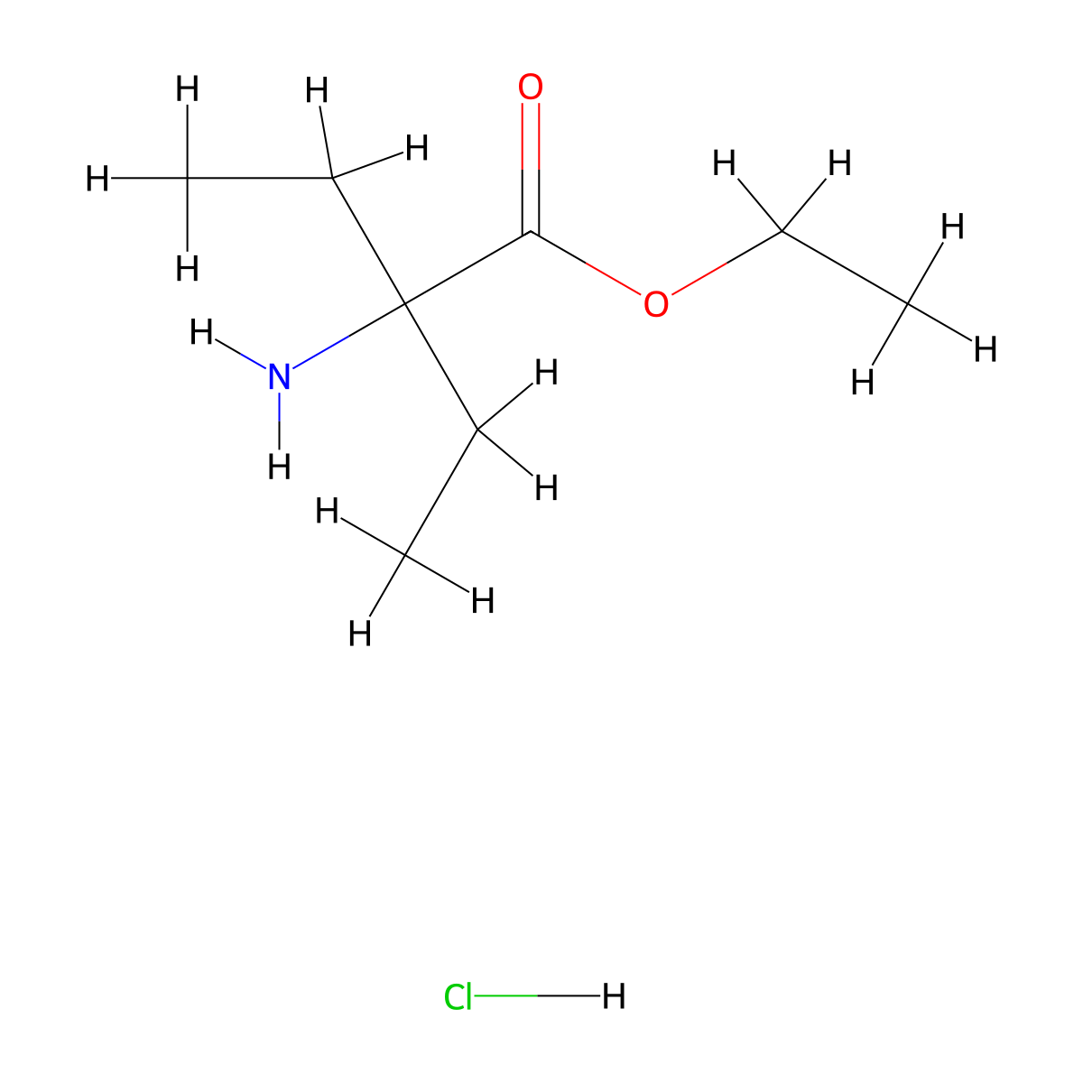 Ethyl 2-amino-2-ethylbutanoate hydrochloride molecular structure, CAS 1135219-29-2