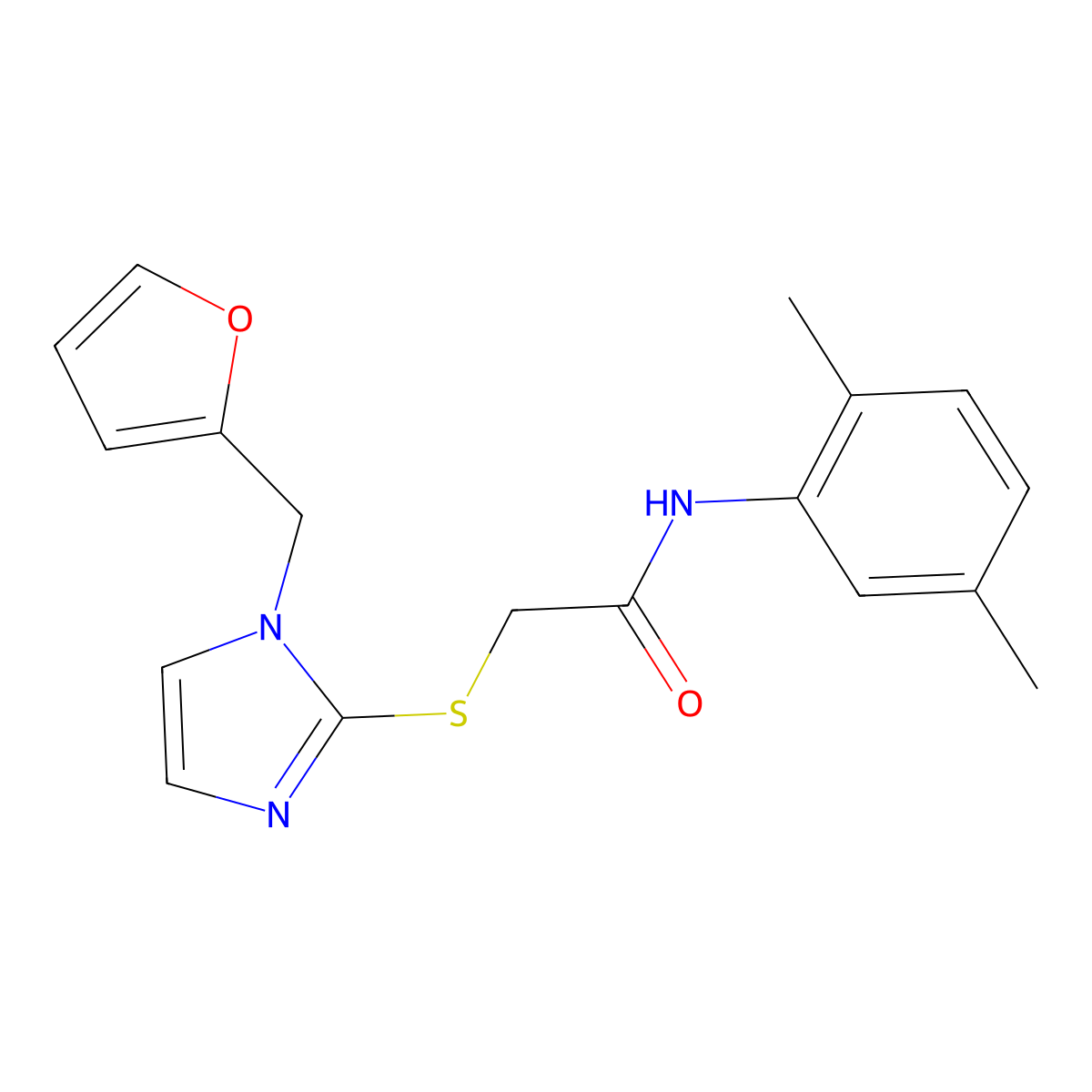 N-(2,5-dimethylphenyl)-2-((1-(furan-2-ylmethyl)-1H-imidazol-2-yl)thio)acetamide molecular structure, CAS 1135220-33-5