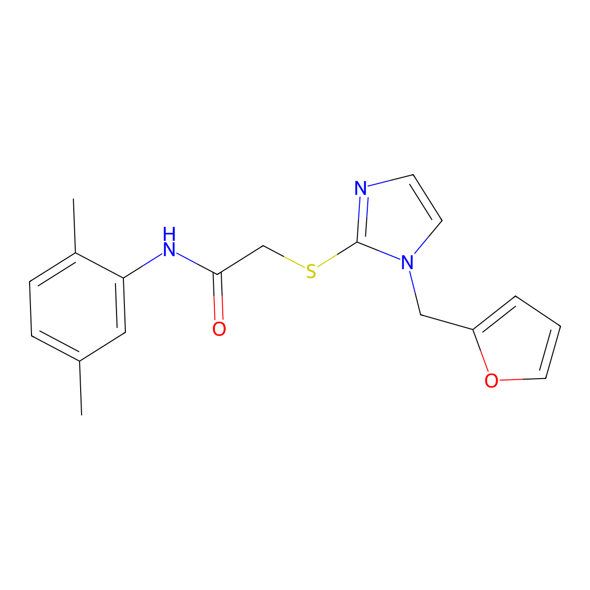 N-(2,5-dimethylphenyl)-2-((1-(furan-2-ylmethyl)-1H-imidazol-2-yl)thio)acetamide molecular structure, CAS 1135220-33-5