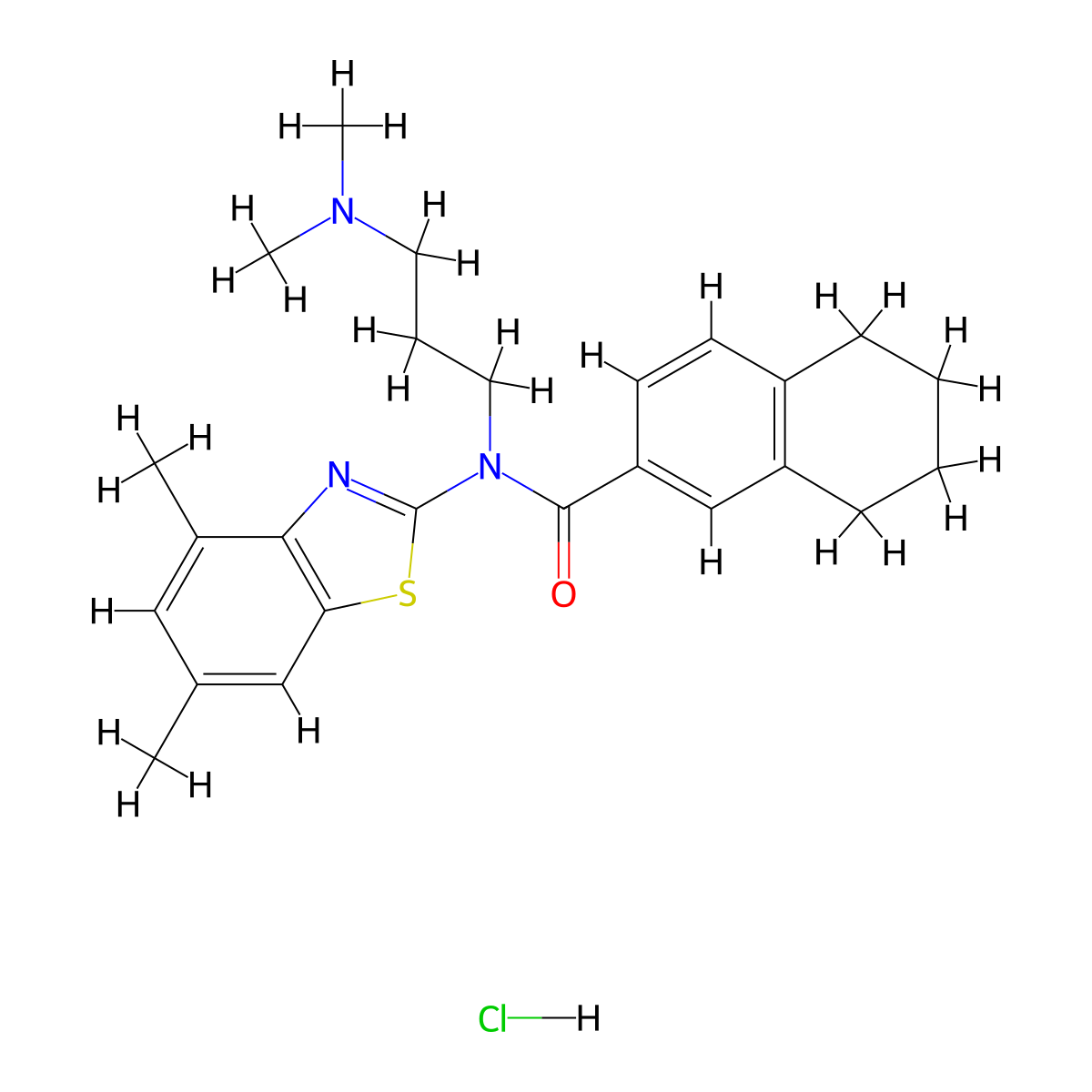 N-(4,6-Dimethyl-1,3-benzothiazol-2-YL)-N-[3-(dimethylamino)propyl]-5,6,7,8-tetrahydronaphthalene-2-carboxamide hydrochloride molecular structure, CAS 1135220-50-6
