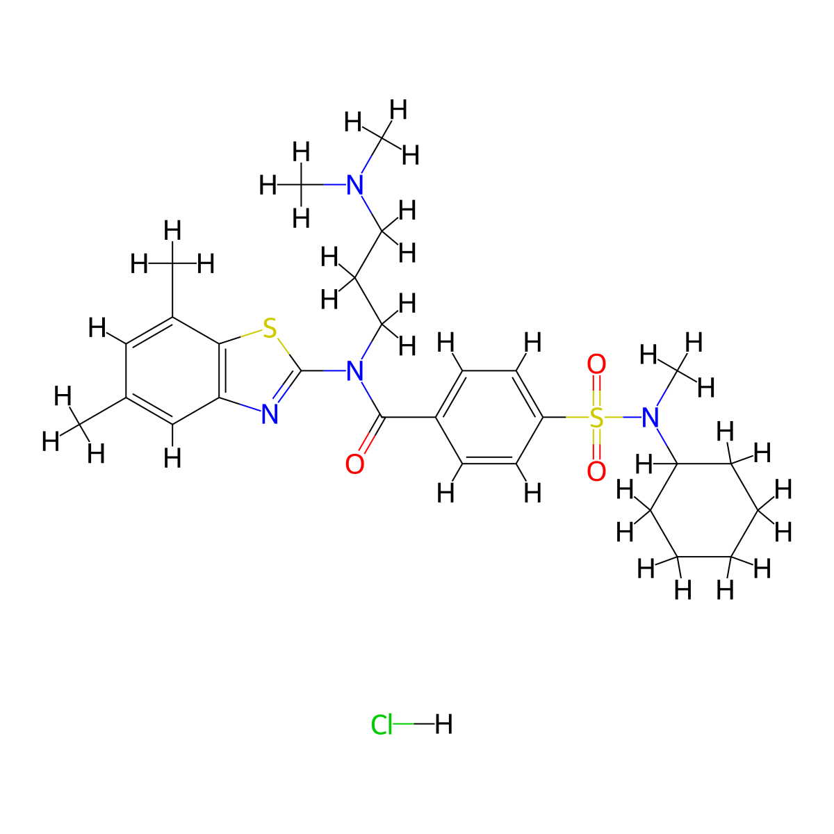 4-[Cyclohexyl(methyl)sulfamoyl]-N-(5,7-dimethyl-1,3-benzothiazol-2-YL)-N-[3-(dimethylamino)propyl]benzamide hydrochloride molecular structure, CAS 1135221-58-7
