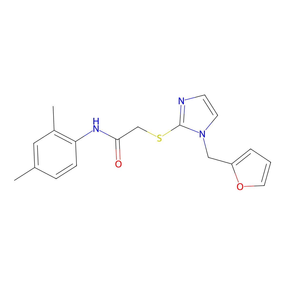 N-(2,4-dimethylphenyl)-2-({1-[(furan-2-yl)methyl]-1H-imidazol-2-yl}sulfanyl)acetamide molecular structure, CAS 1135222-06-8