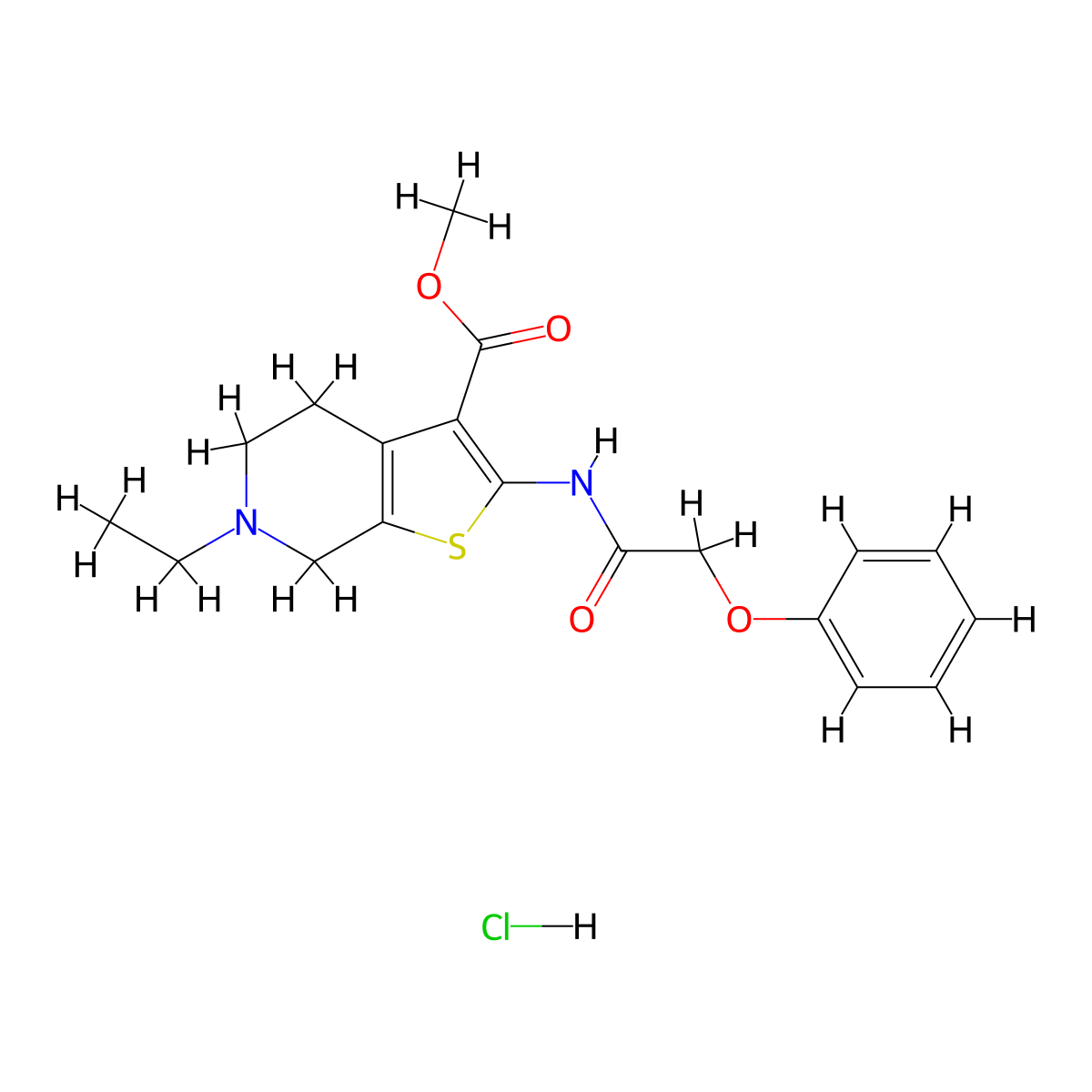 Methyl 6-ethyl-2-(2-phenoxyacetamido)-4,5,6,7-tetrahydrothieno[2,3-c]pyridine-3-carboxylate hydrochloride molecular structure, CAS 1135224-17-7
