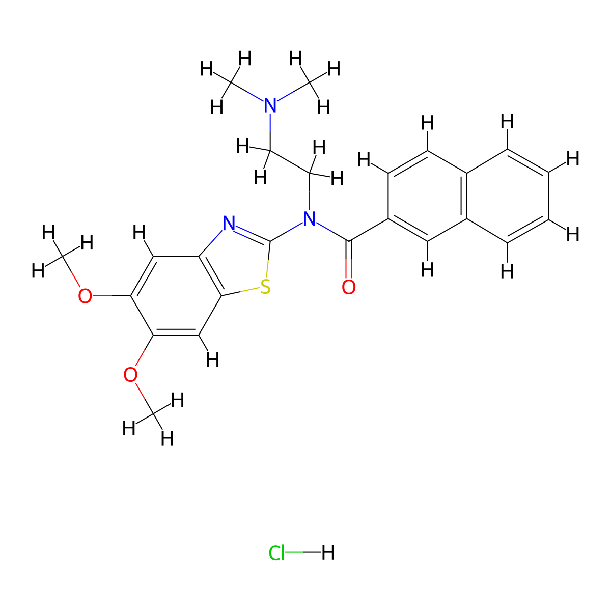 N-(5,6-Dimethoxy-1,3-benzothiazol-2-YL)-N-[2-(dimethylamino)ethyl]naphthalene-2-carboxamide hydrochloride molecular structure, CAS 1135224-30-4