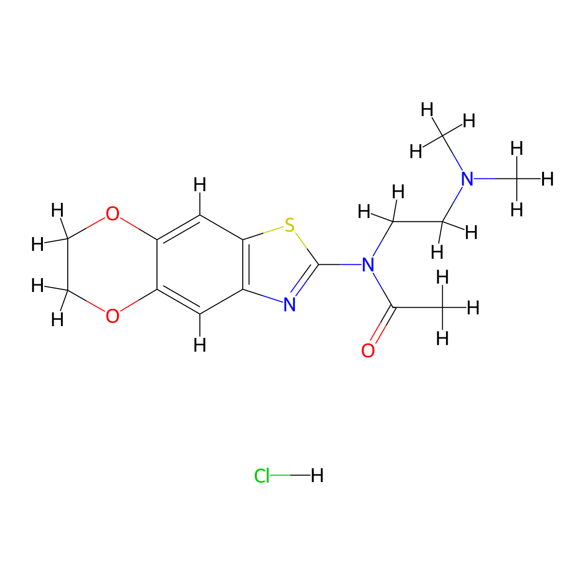 N-[2-(dimethylamino)ethyl]-N-{10,13-dioxa-4-thia-6-azatricyclo[7.4.0.0^{3,7}]trideca-1,3(7),5,8-tetraen-5-yl}acetamide hydrochloride molecular structure, CAS 1135225-65-8