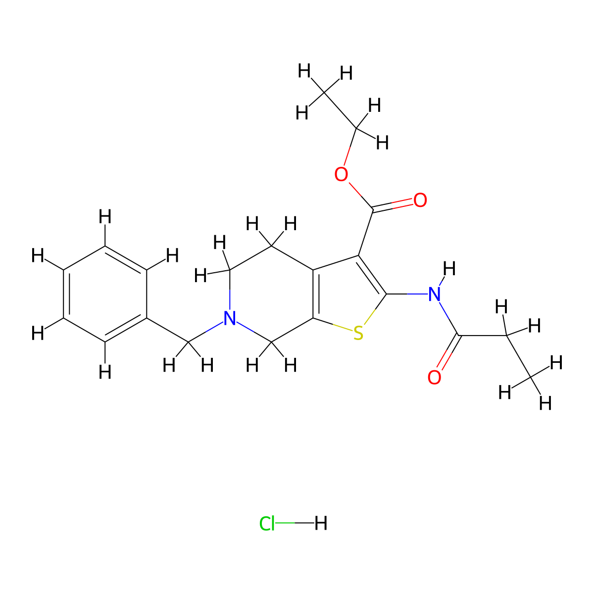 Ethyl 6-benzyl-2-propionamido-4,5,6,7-tetrahydrothieno[2,3-c]pyridine-3-carboxylate hydrochloride molecular structure, CAS 1135225-87-4