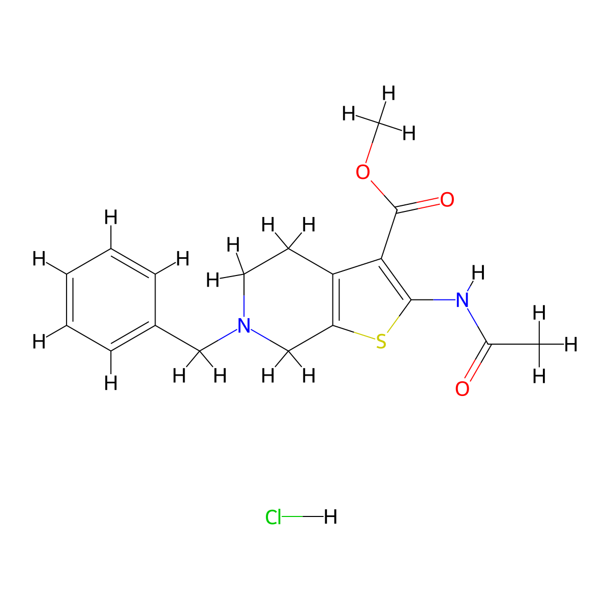 methyl 6-benzyl-2-acetamido-4H,5H,6H,7H-thieno[2,3-c]pyridine-3-carboxylate hydrochloride molecular structure, CAS 1135226-17-3