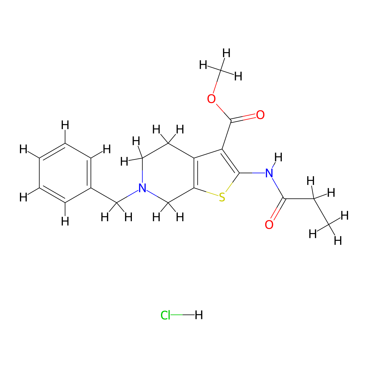 Methyl 6-benzyl-2-propionamido-4,5,6,7-tetrahydrothieno[2,3-c]pyridine-3-carboxylate hydrochloride molecular structure, CAS 1135226-27-5