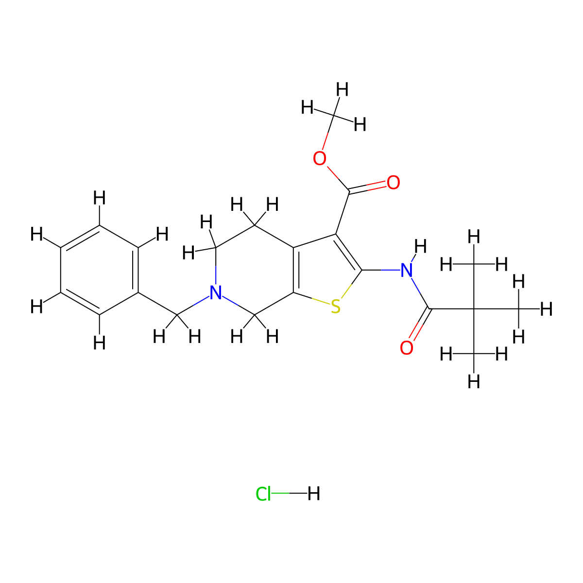 Methyl 6-benzyl-2-pivalamido-4,5,6,7-tetrahydrothieno[2,3-c]pyridine-3-carboxylate hydrochloride molecular structure, CAS 1135226-31-1
