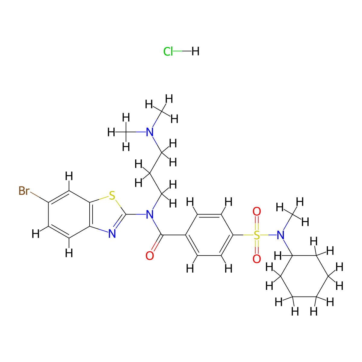 N-(6-Bromo-1,3-benzothiazol-2-YL)-4-[cyclohexyl(methyl)sulfamoyl]-N-[3-(dimethylamino)propyl]benzamide hydrochloride molecular structure, CAS 1135226-34-4