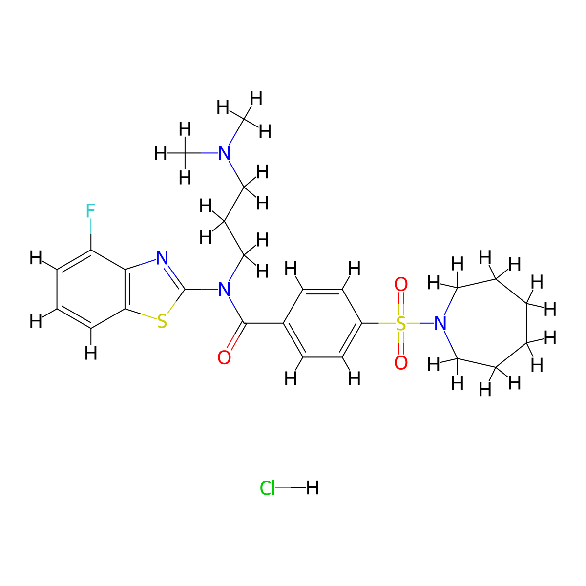 4-(Azepane-1-sulfonyl)-N-[3-(dimethylamino)propyl]-N-(4-fluoro-1,3-benzothiazol-2-YL)benzamide hydrochloride molecular structure, CAS 1135226-73-1