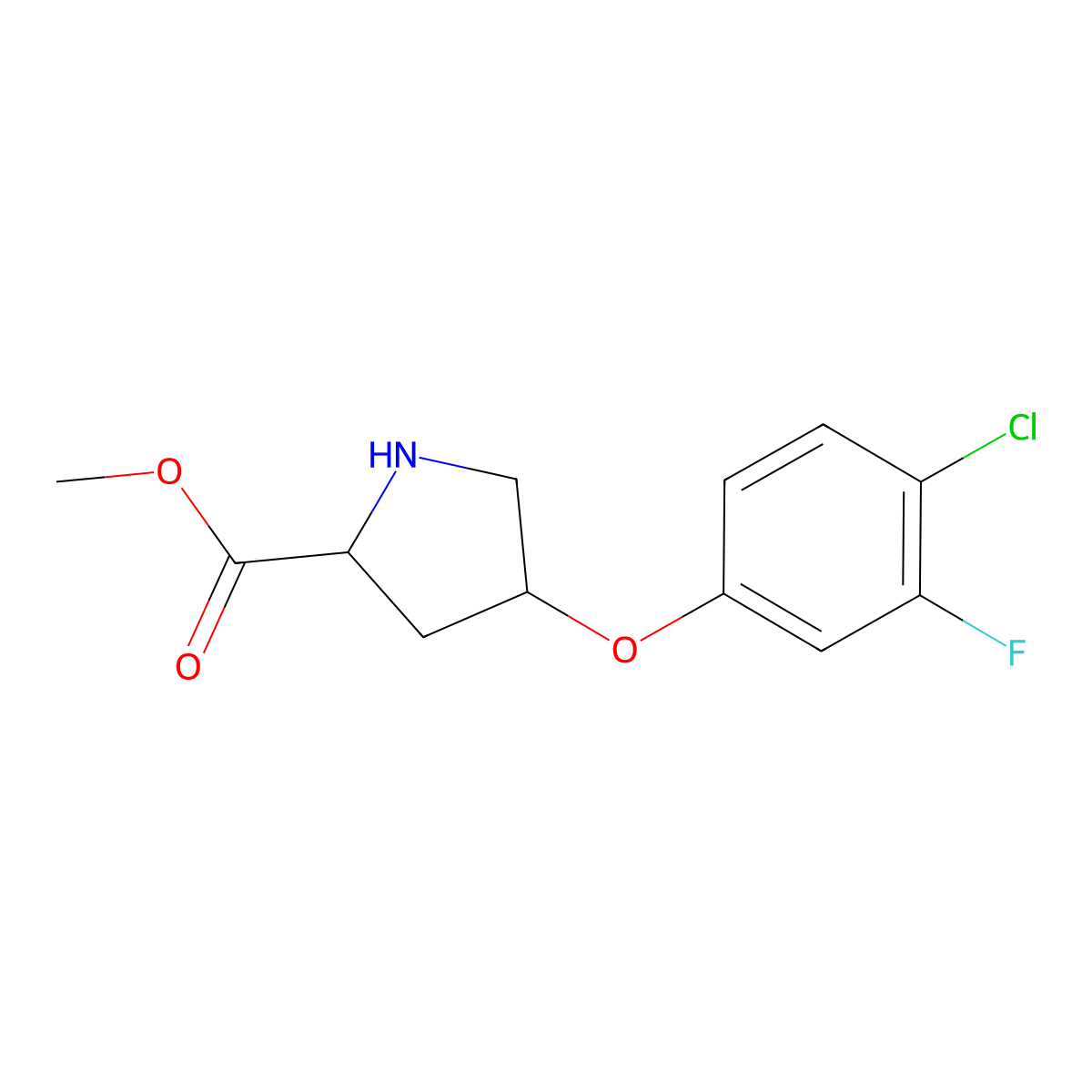 Methyl (2S,4S)-4-(4-chloro-3-fluorophenoxy)-2-pyrrolidinecarboxylate molecular structure, CAS 1135226-83-3