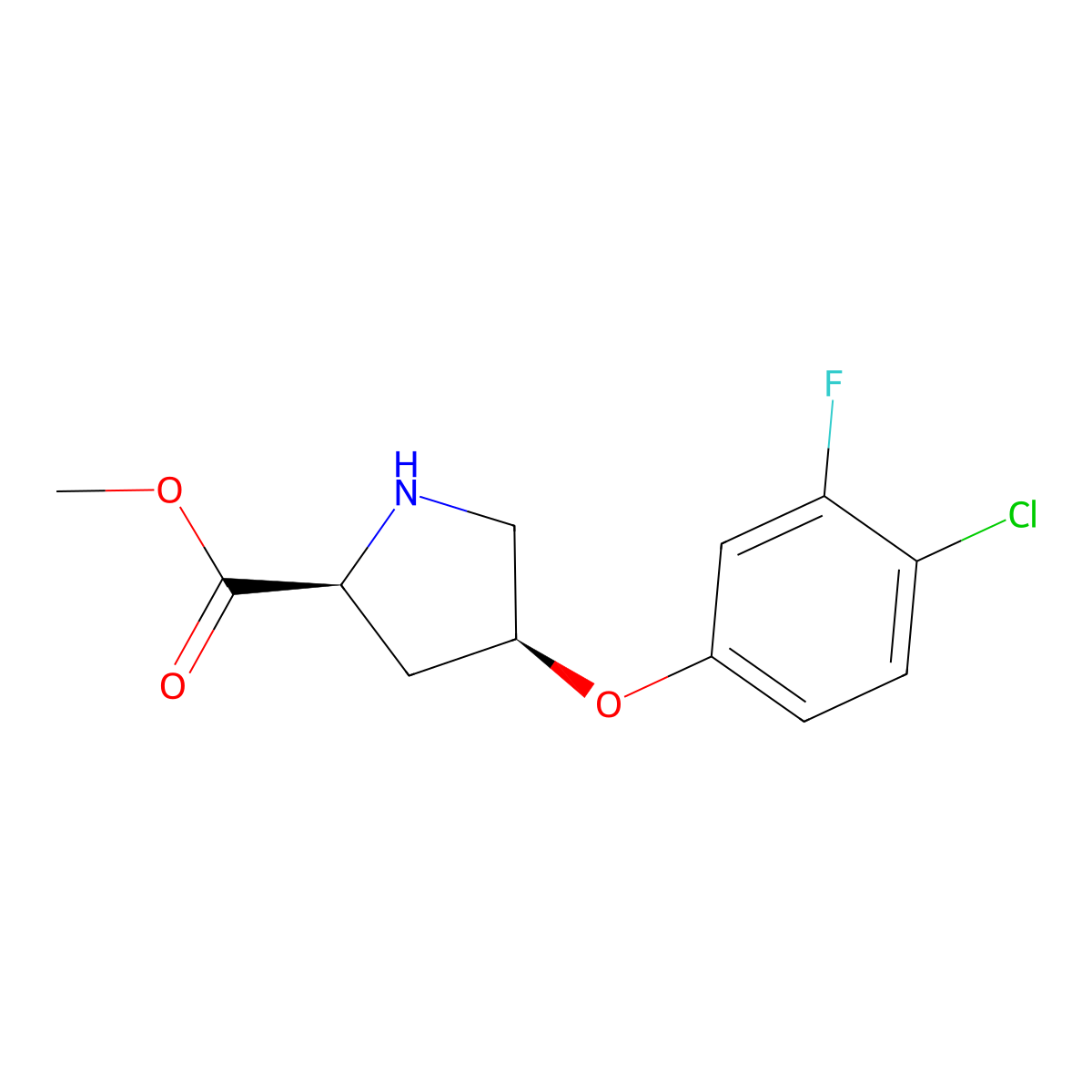 Methyl (2S,4S)-4-(4-chloro-3-fluorophenoxy)-2-pyrrolidinecarboxylate molecular structure, CAS 1135226-83-3