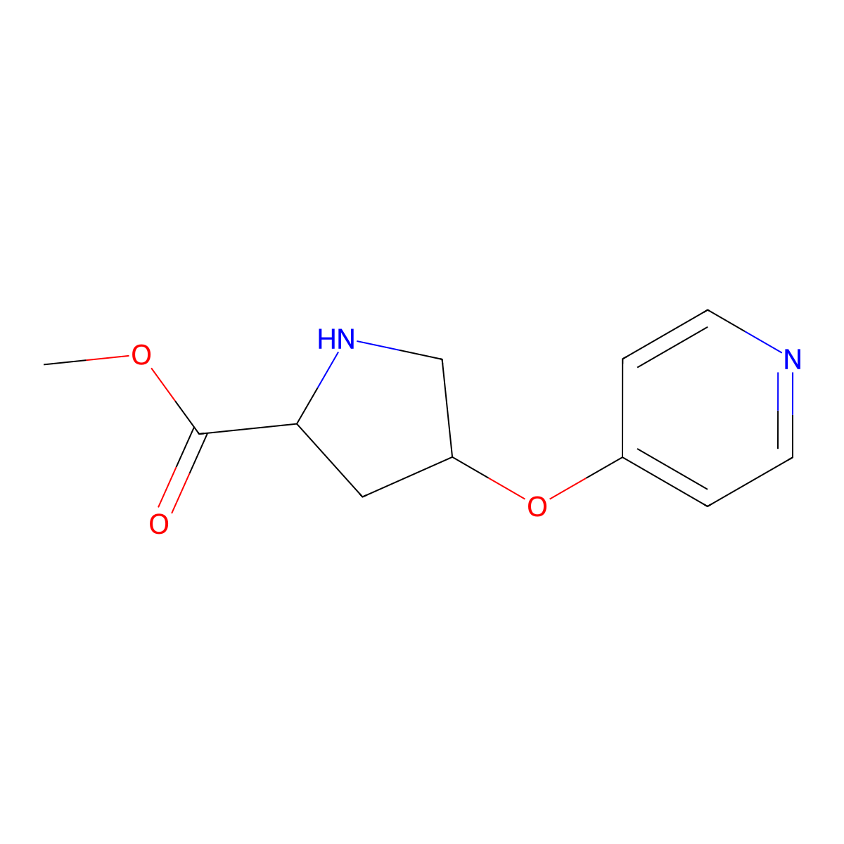 methyl (2S,4S)-4-(pyridin-4-yloxy)pyrrolidine-2-carboxylate molecular structure, CAS 1135227-00-7