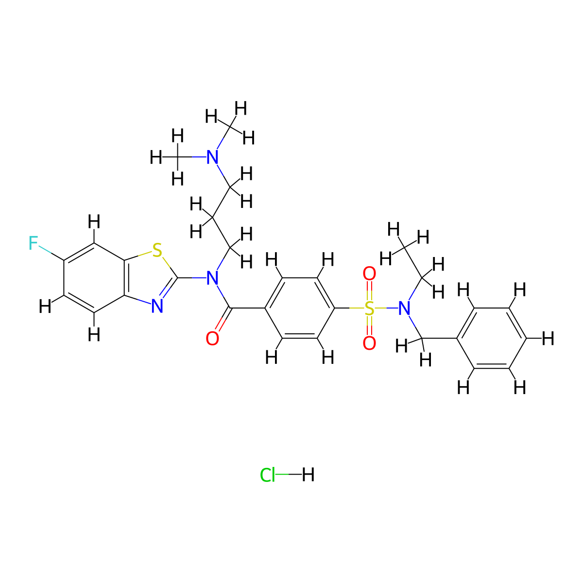 4-[Benzyl(ethyl)sulfamoyl]-N-[3-(dimethylamino)propyl]-N-(6-fluoro-1,3-benzothiazol-2-YL)benzamide hydrochloride molecular structure, CAS 1135227-33-6