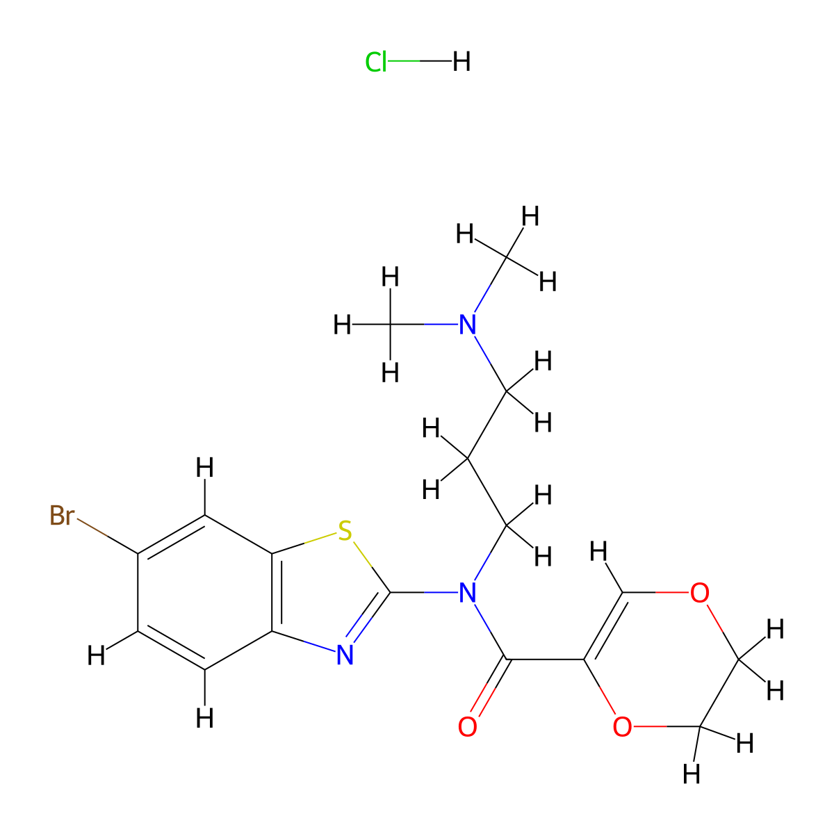 N-(6-Bromo-1,3-benzothiazol-2-YL)-N-[3-(dimethylamino)propyl]-5,6-dihydro-1,4-dioxine-2-carboxamide hydrochloride molecular structure, CAS 1135227-54-1