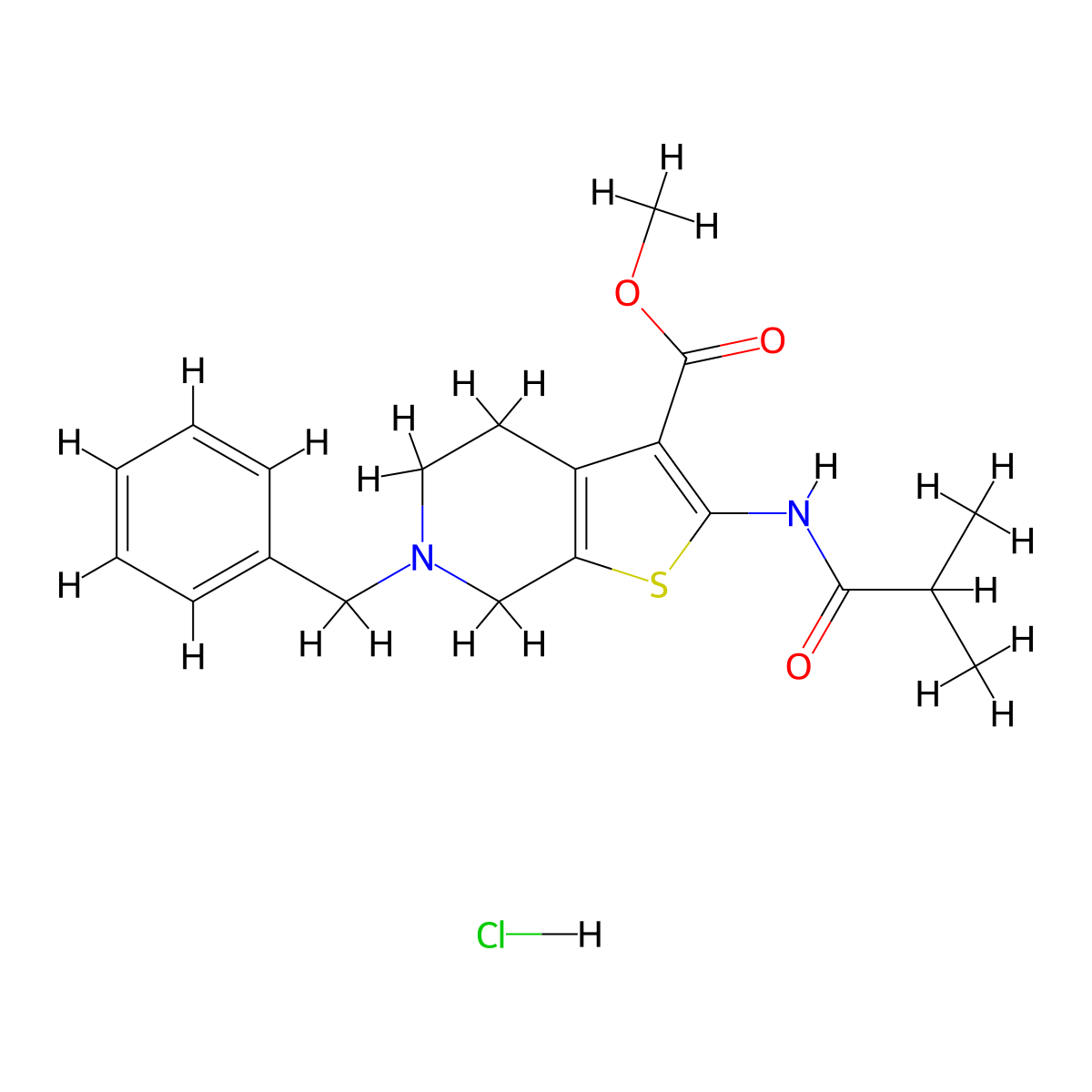 Methyl 6-benzyl-2-isobutyramido-4,5,6,7-tetrahydrothieno[2,3-c]pyridine-3-carboxylate hydrochloride molecular structure, CAS 1135227-62-1