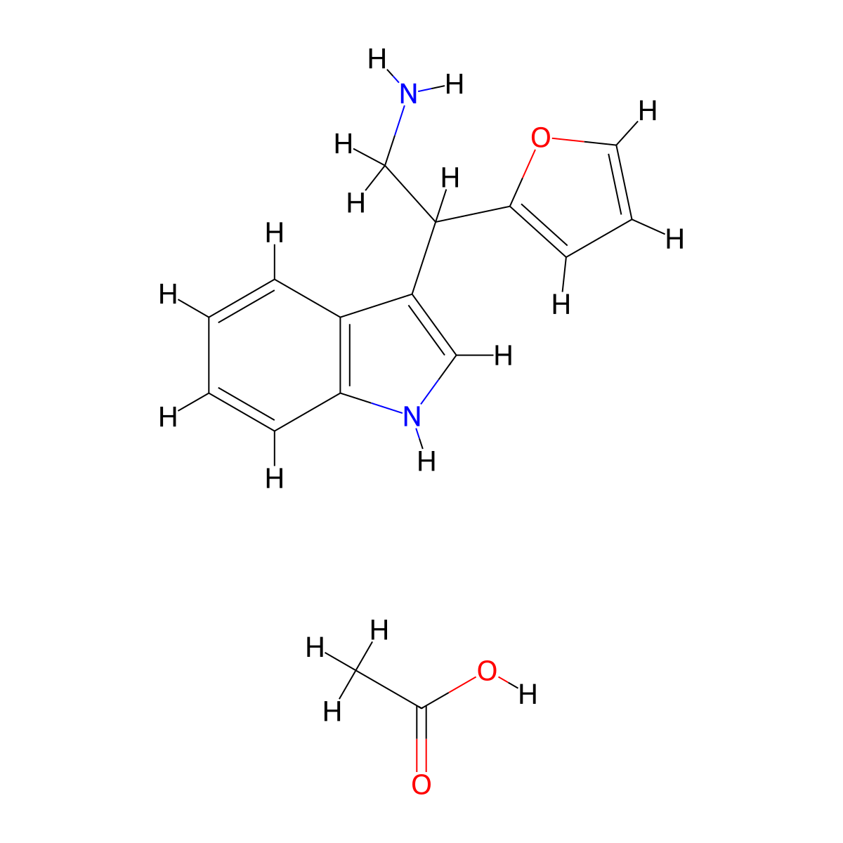 2-Furan-2-YL-2-(1H-indol-3-YL)-ethylamine acetate molecular structure, CAS 1135229-28-5