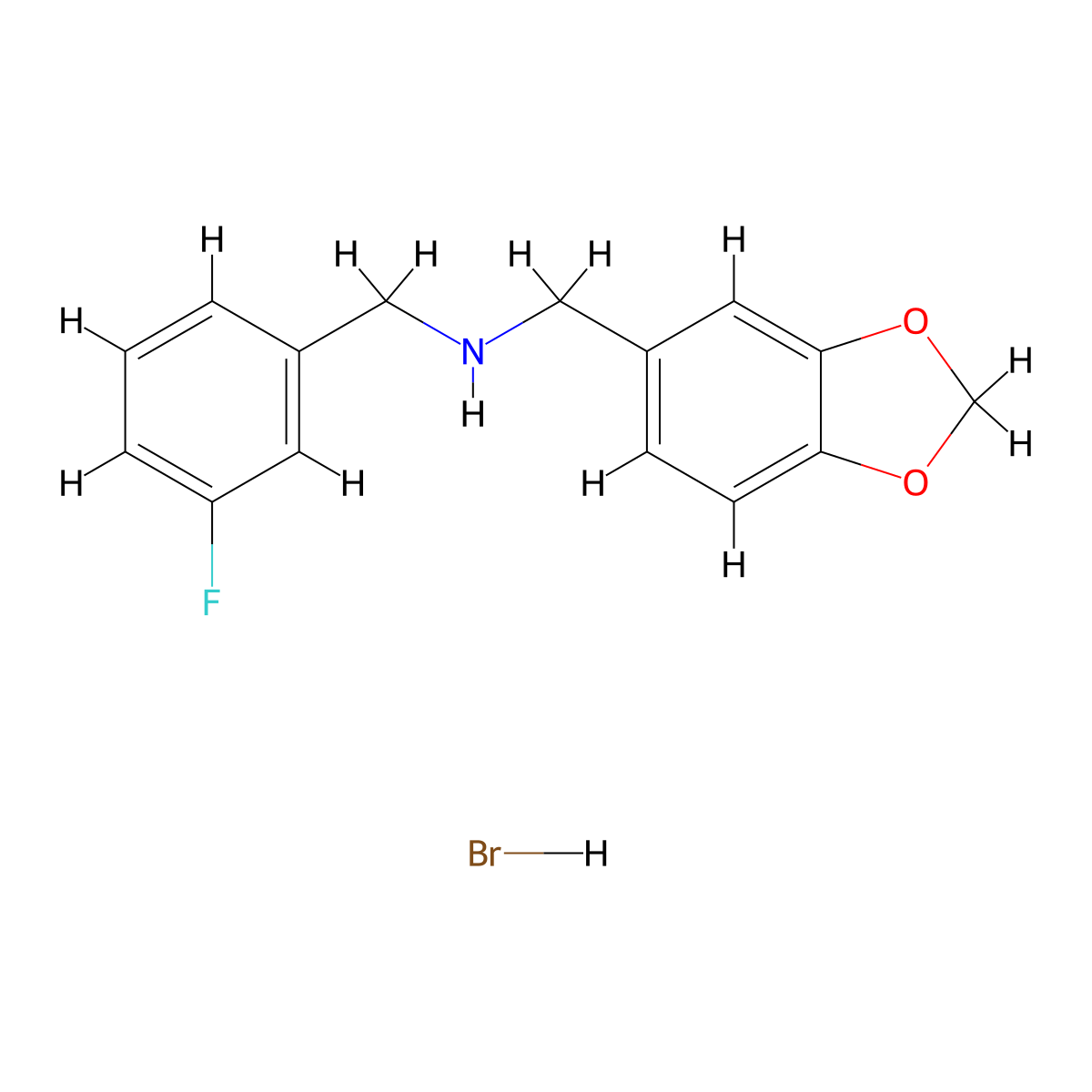 (1,3-Benzodioxol-5-ylmethyl)(3-fluorobenzyl)amine hydrobromide molecular structure, CAS 1135231-71-8
