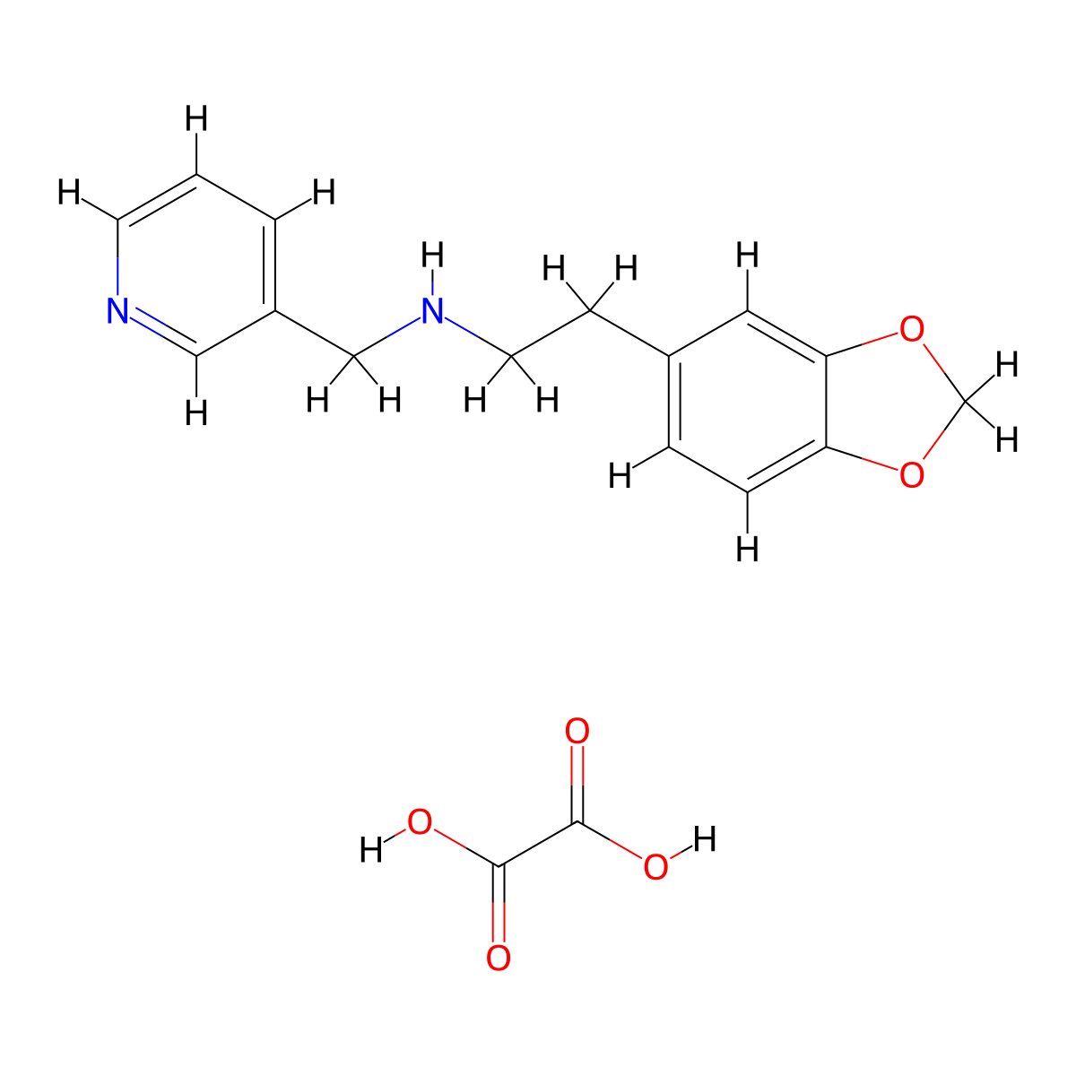 (2-Benzo[1,3]dioxol-5-yl-ethyl)pyridin-3-yl-methylamine oxalate molecular structure, CAS 1135232-43-7