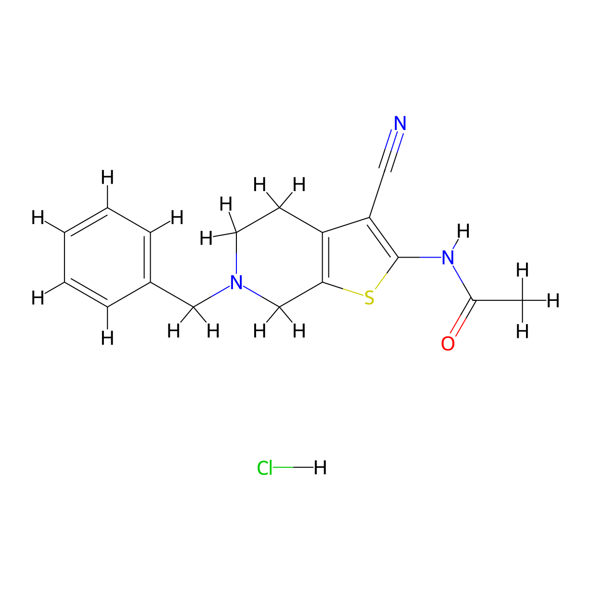N-(6-benzyl-3-cyano-4,5,6,7-tetrahydrothieno[2,3-c]pyridin-2-yl)acetamide hydrochloride molecular structure, CAS 1135232-86-8
