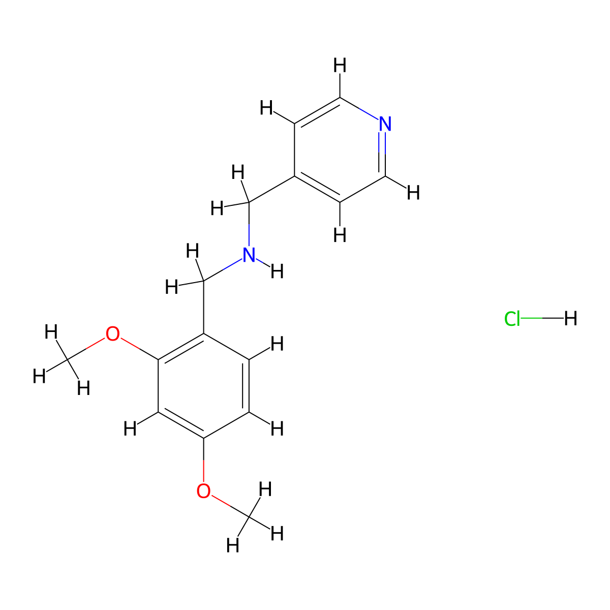 (2,4-Dimethoxy-benzyl)-pyridin-4-ylmethyl-amine hydrochloride molecular structure, CAS 1135233-39-4