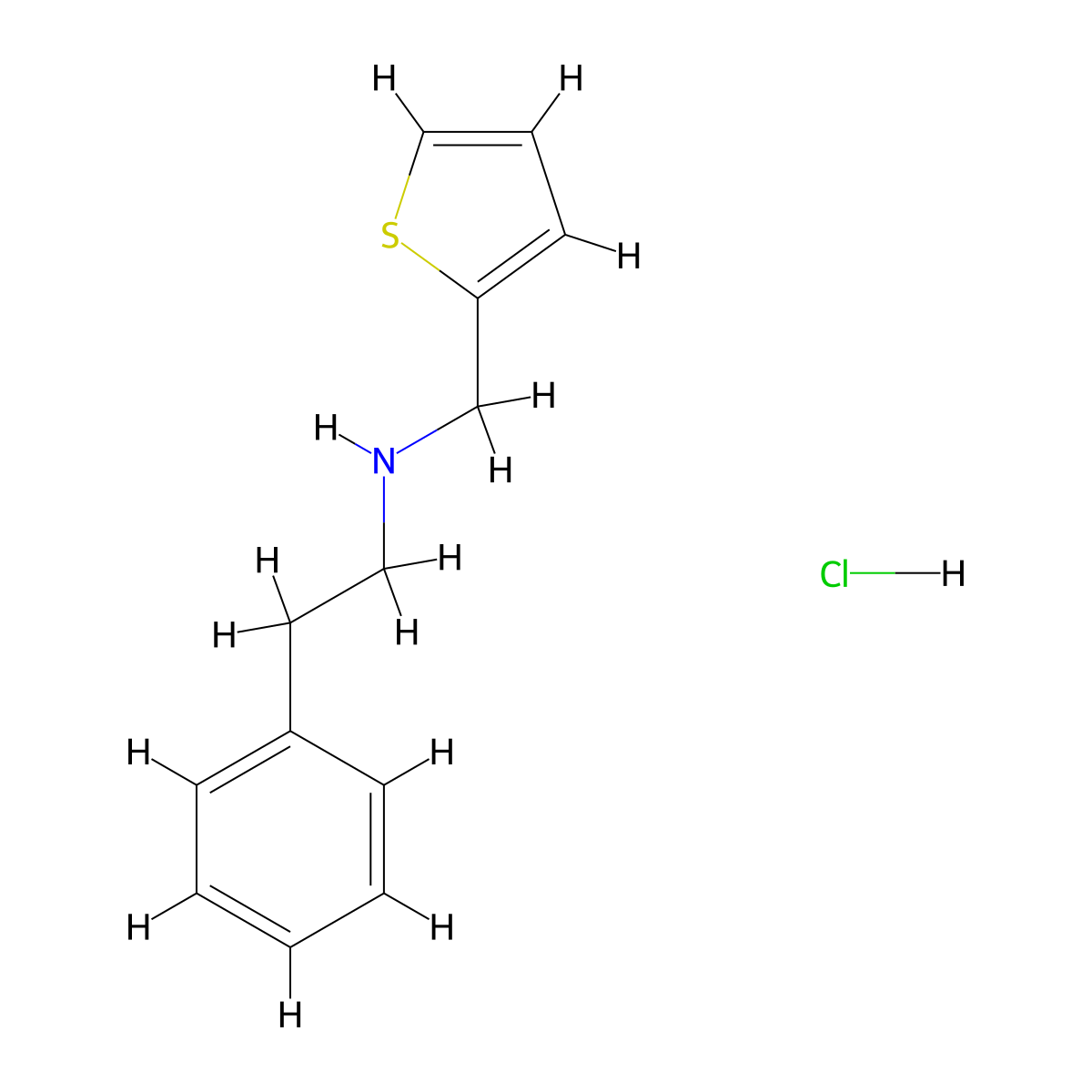 Phenethyl-thiophen-2-ylmethyl-amine hydrochloride molecular structure, CAS 1135234-39-7