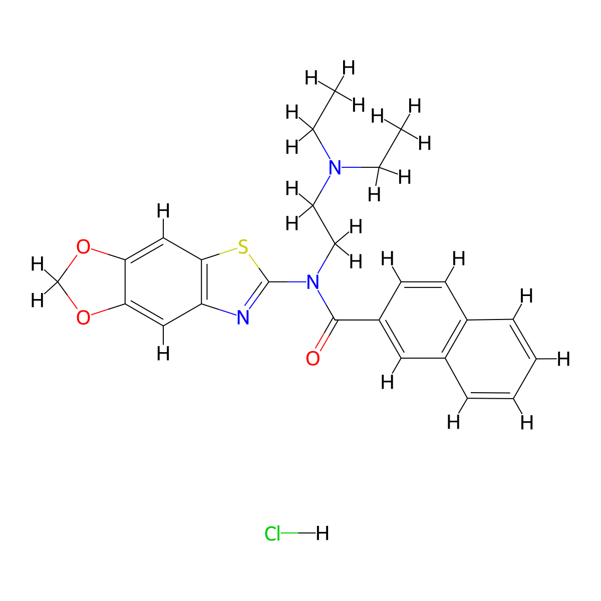 N-[2-(diethylamino)ethyl]-N-{4,6-dioxa-10-thia-12-azatricyclo[7.3.0.0^{3,7}]dodeca-1(9),2,7,11-tetraen-11-yl}naphthalene-2-carboxamide hydrochloride molecular structure, CAS 1135234-91-1