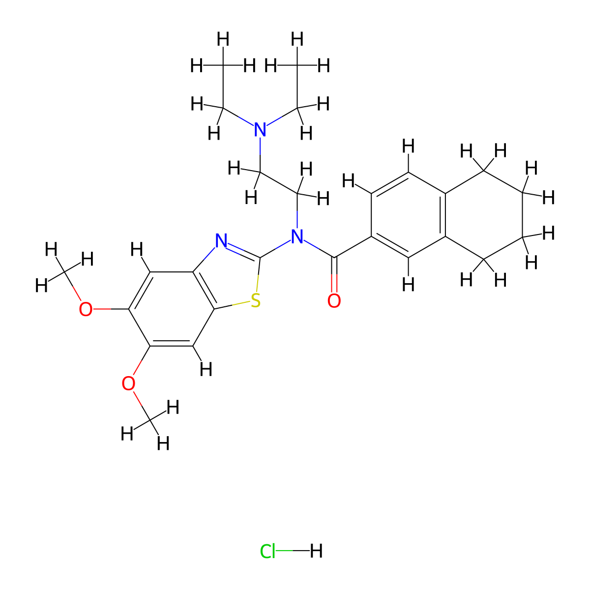 N-[2-(Diethylamino)ethyl]-N-(5,6-dimethoxy-1,3-benzothiazol-2-YL)-5,6,7,8-tetrahydronaphthalene-2-carboxamide hydrochloride molecular structure, CAS 1135235-20-9