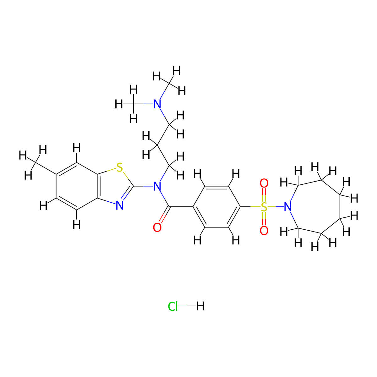 4-(Azepane-1-sulfonyl)-N-[3-(dimethylamino)propyl]-N-(6-methyl-1,3-benzothiazol-2-YL)benzamide hydrochloride molecular structure, CAS 1135235-47-0