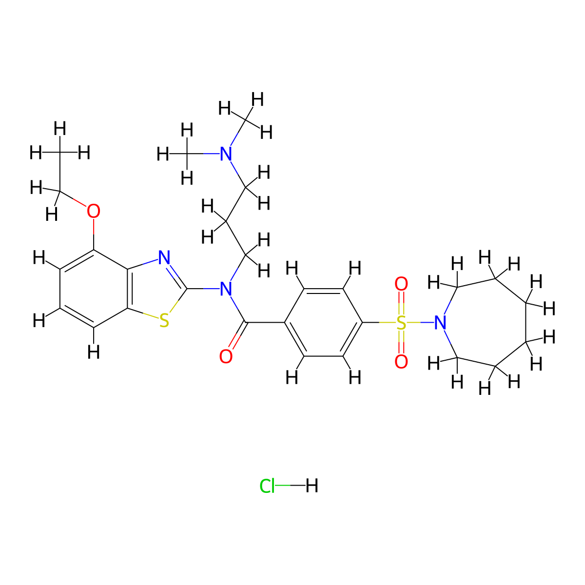 4-(Azepane-1-sulfonyl)-N-[3-(dimethylamino)propyl]-N-(4-ethoxy-1,3-benzothiazol-2-YL)benzamide hydrochloride molecular structure, CAS 1135236-08-6