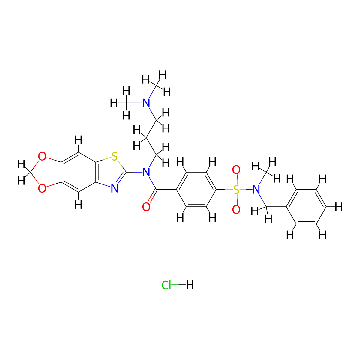 4-[benzyl(methyl)sulfamoyl]-N-[3-(dimethylamino)propyl]-N-{4,6-dioxa-10-thia-12-azatricyclo[7.3.0.0^{3,7}]dodeca-1(9),2,7,11-tetraen-11-yl}benzamide hydrochloride molecular structure, CAS 1135236-73-5