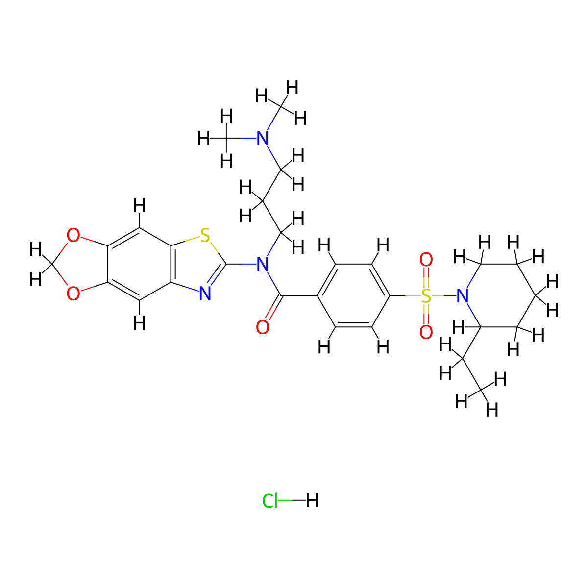 N-[3-(dimethylamino)propyl]-N-{4,6-dioxa-10-thia-12-azatricyclo[7.3.0.0^{3,7}]dodeca-1(9),2,7,11-tetraen-11-yl}-4-[(2-ethylpiperidin-1-yl)sulfonyl]benzamide hydrochloride molecular structure, CAS 1135236-81-5