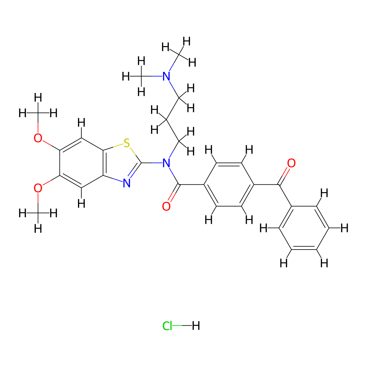 4-Benzoyl-N-(5,6-dimethoxy-1,3-benzothiazol-2-YL)-N-[3-(dimethylamino)propyl]benzamide hydrochloride molecular structure, CAS 1135237-14-7