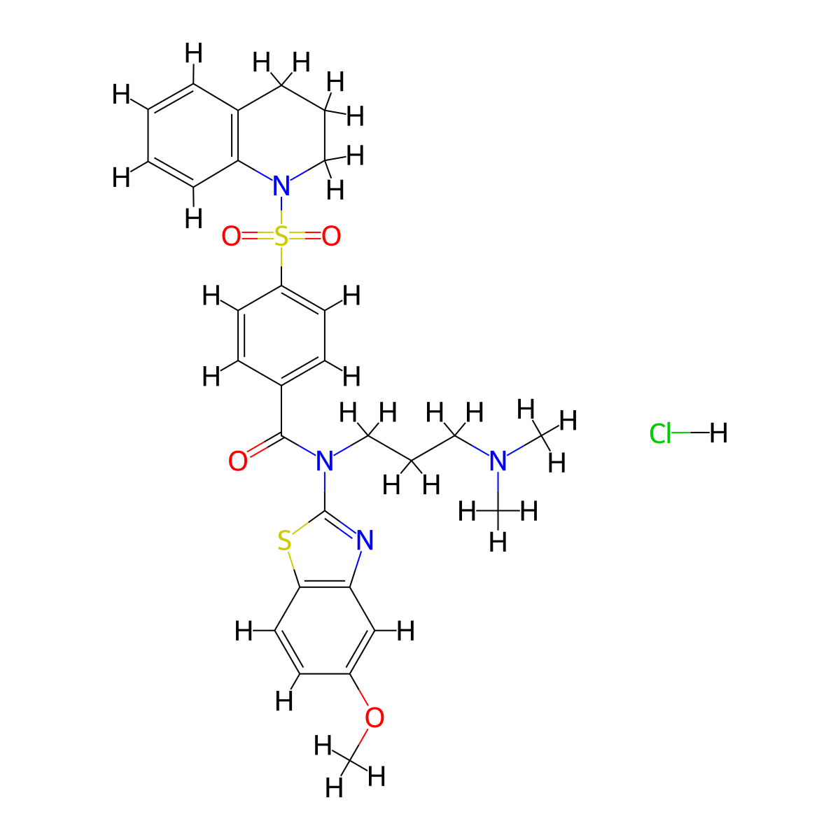 N-[3-(dimethylamino)propyl]-N-(5-methoxy-1,3-benzothiazol-2-yl)-4-(1,2,3,4-tetrahydroquinoline-1-sulfonyl)benzamide hydrochloride molecular structure, CAS 1135237-51-2