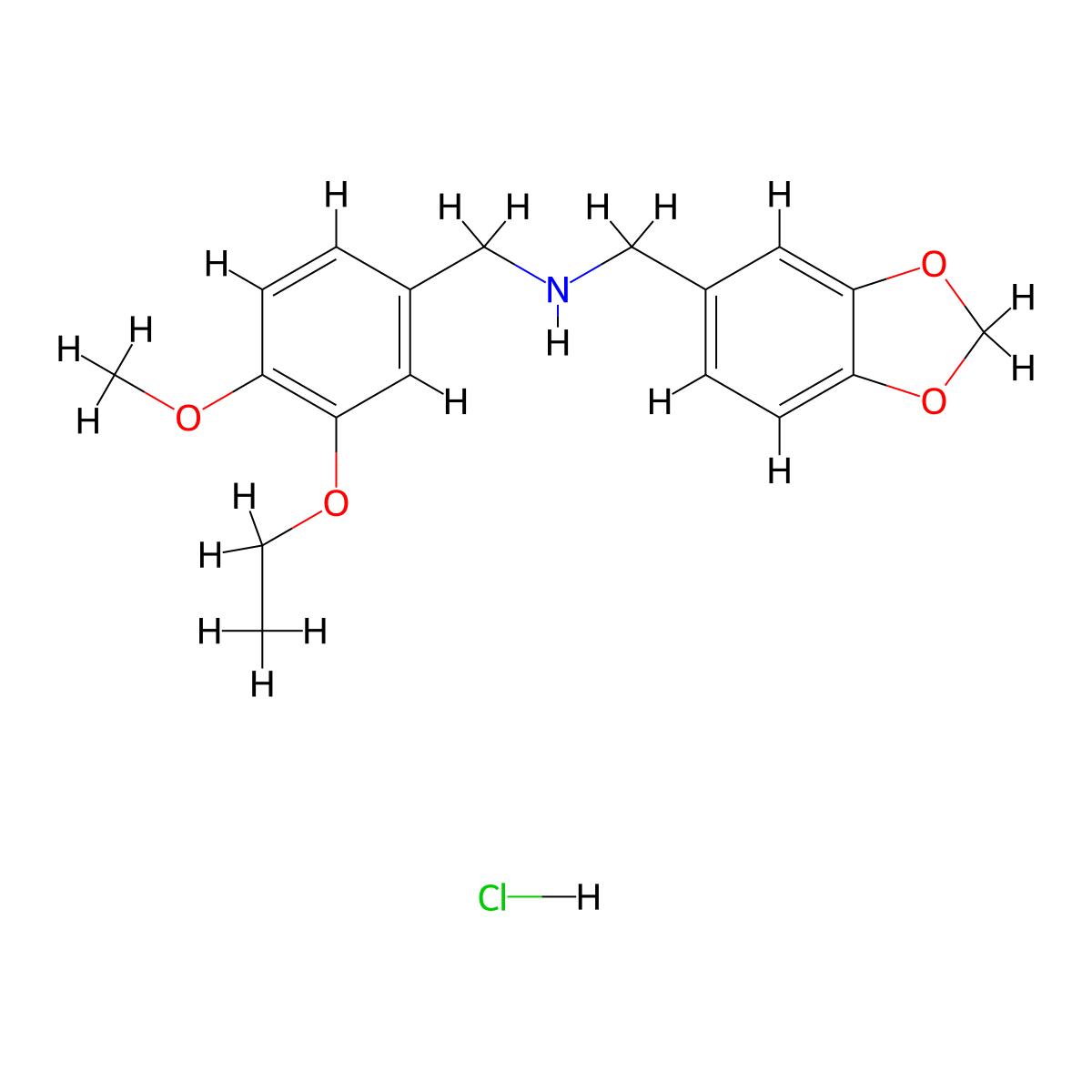 Benzo[1,3]dioxol-5-ylmethyl-(3-ethoxy-4-methoxy-benzyl)-amine hydrochloride molecular structure, CAS 1135238-32-2