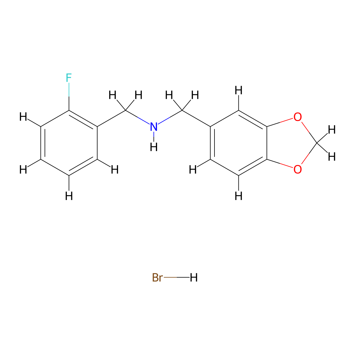 (1,3-Benzodioxol-5-ylmethyl)(2-fluorobenzyl)amine hydrobromide molecular structure, CAS 1135238-65-1