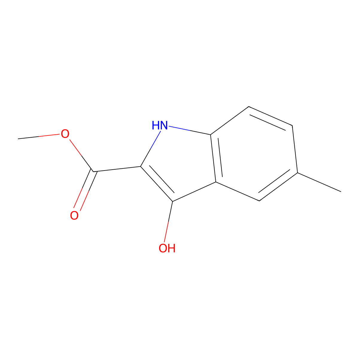 methyl 3-hydroxy-5-methyl-1H-indole-2-carboxylate molecular structure, CAS 113525-13-6