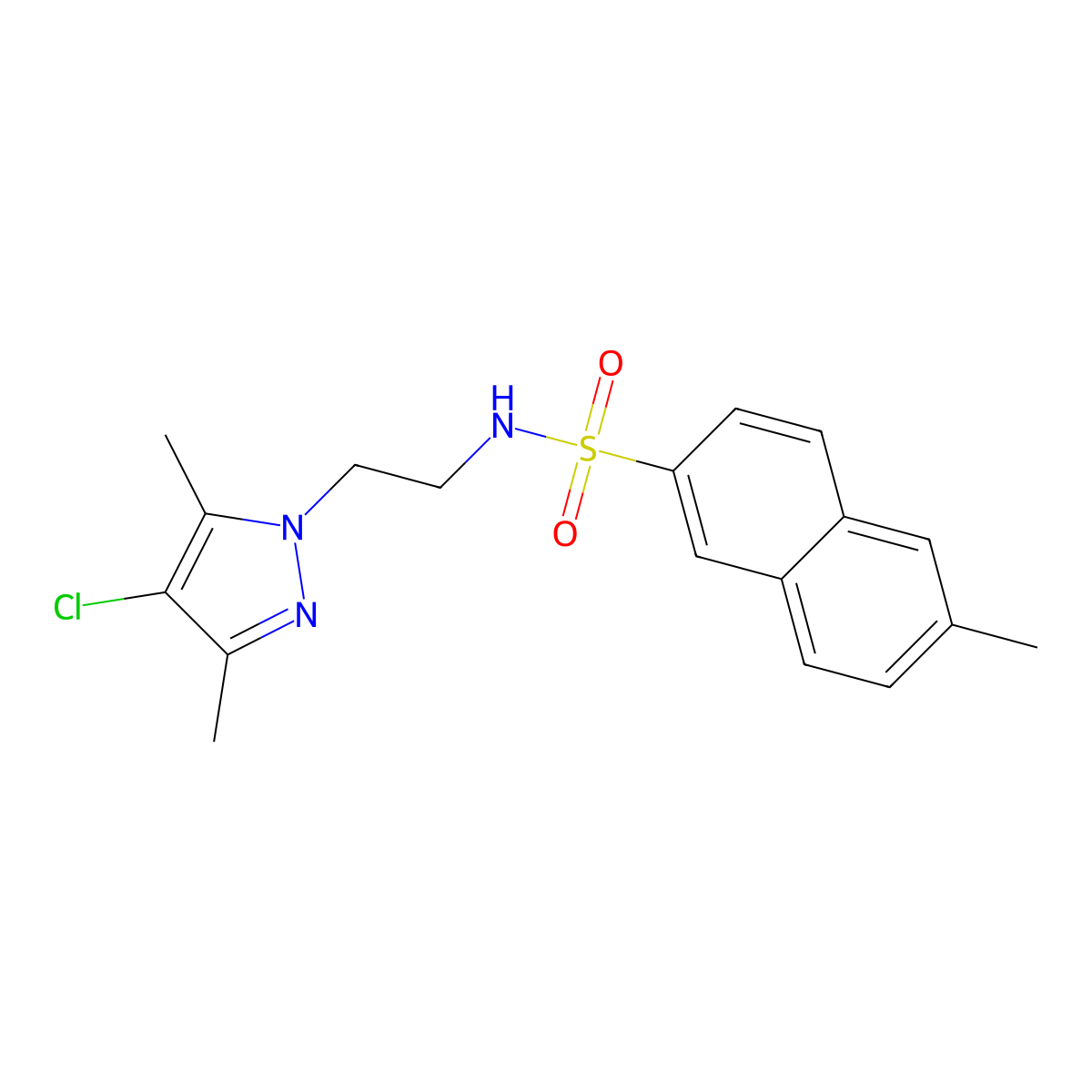 N-[2-(4-chloro-3,5-dimethyl-1H-pyrazol-1-yl)ethyl]-6-methyl-2-naphthalenesulfonamide molecular structure, CAS 1135260-83-1