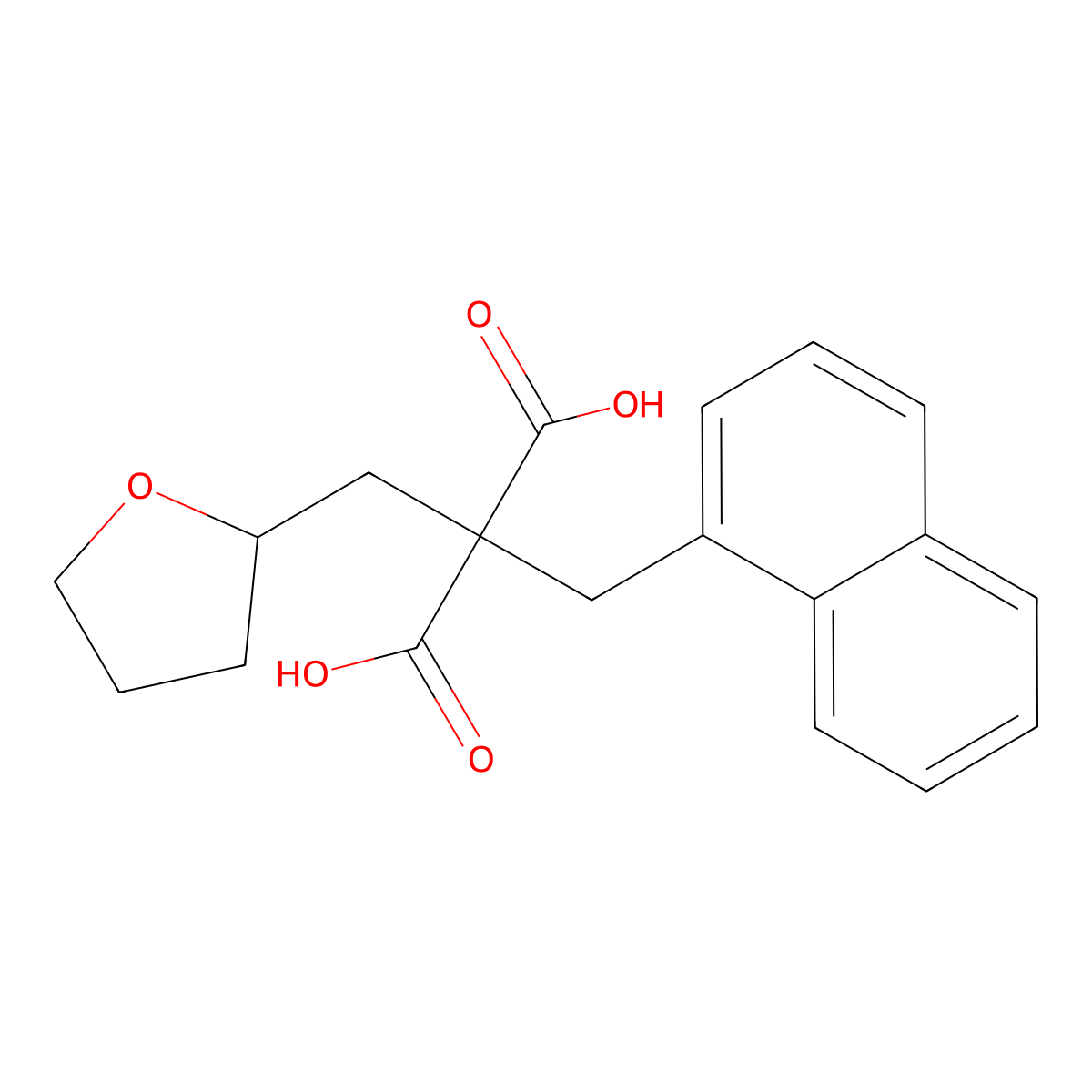 1-(Tetrahydro-2-furyl)-3-(1-naphthyl)propane-2,2-dicarboxylic acid molecular structure, CAS 113527-39-2