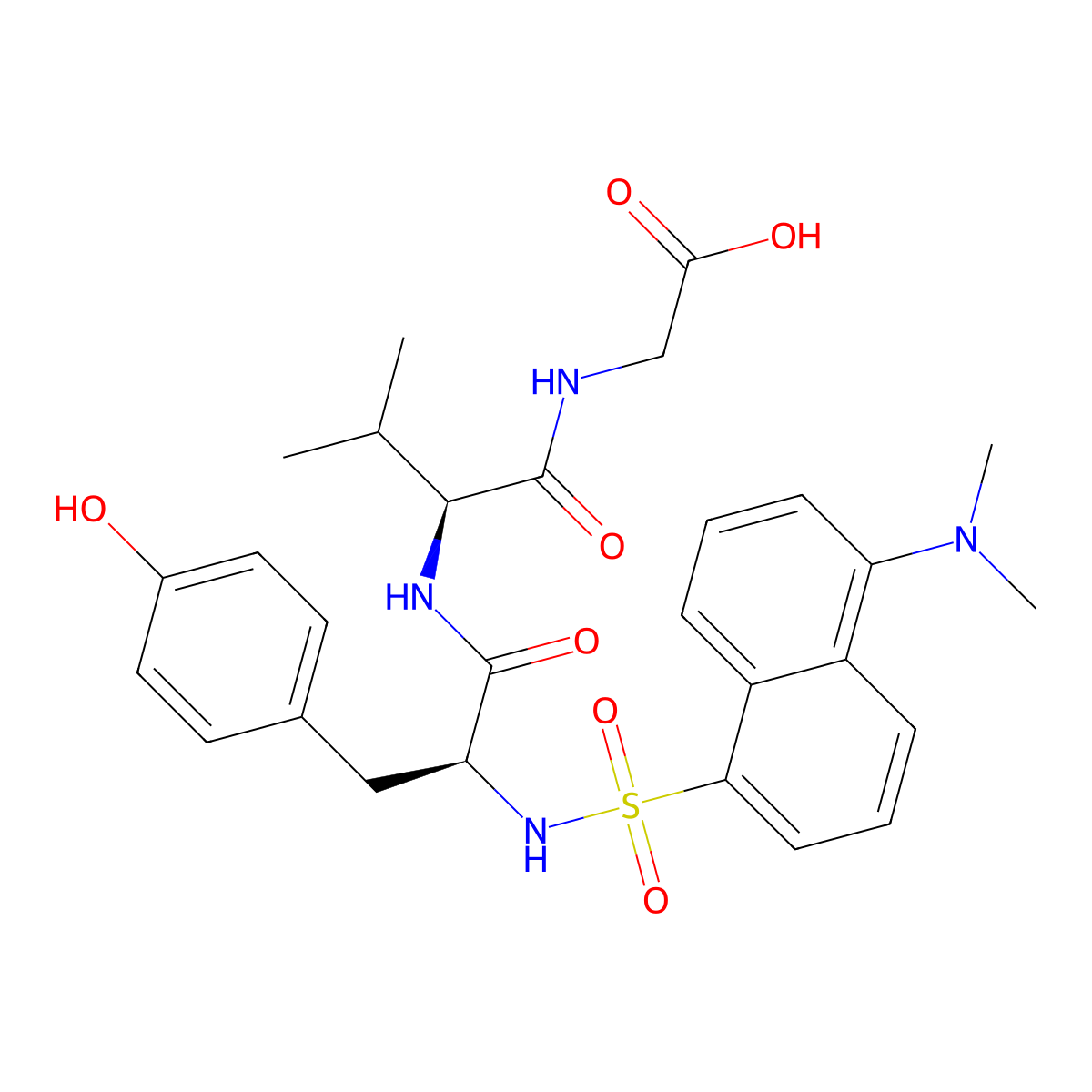 Dansyl-tyr-val-gly molecular structure, CAS 113527-49-4