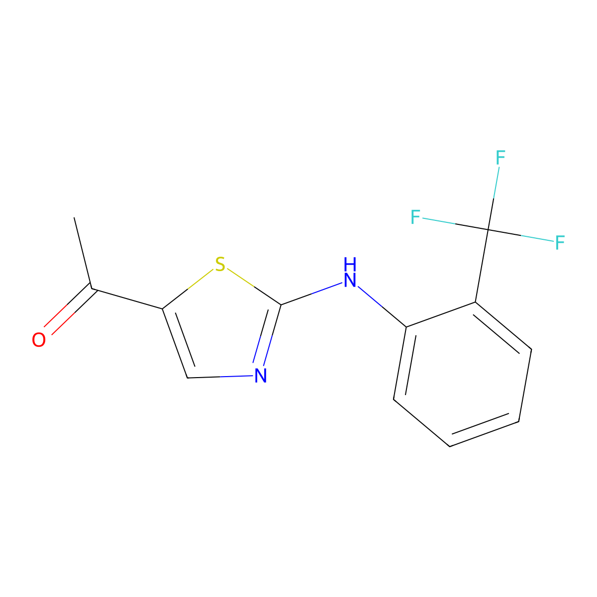 1-{2-[2-(Trifluoromethyl)anilino]-1,3-thiazol-5-yl}-1-ethanone molecular structure, CAS 1135282-81-3