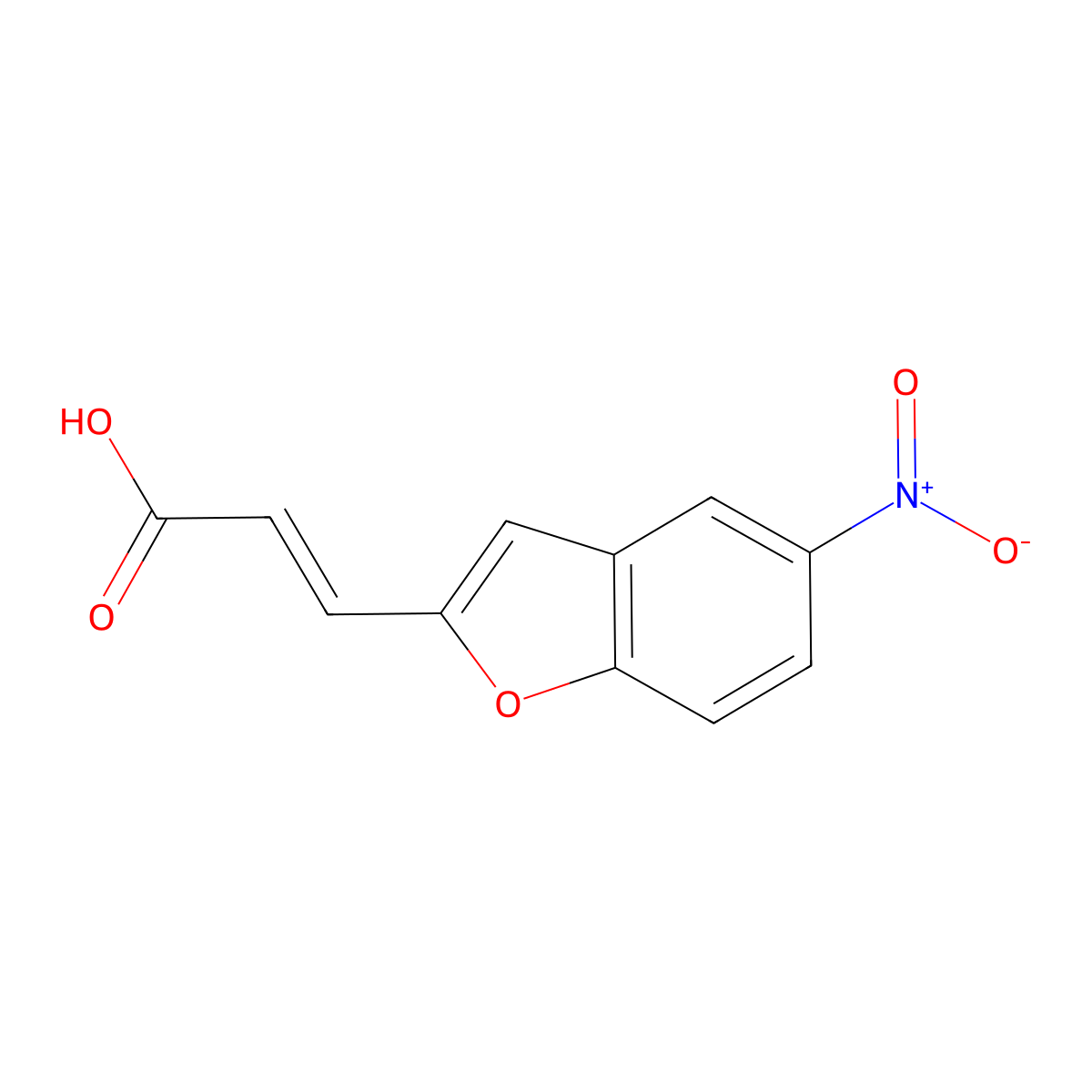(2E)-3-(5-nitro-1-benzofuran-2-yl)prop-2-enoic acid molecular structure, CAS 1135282-87-9