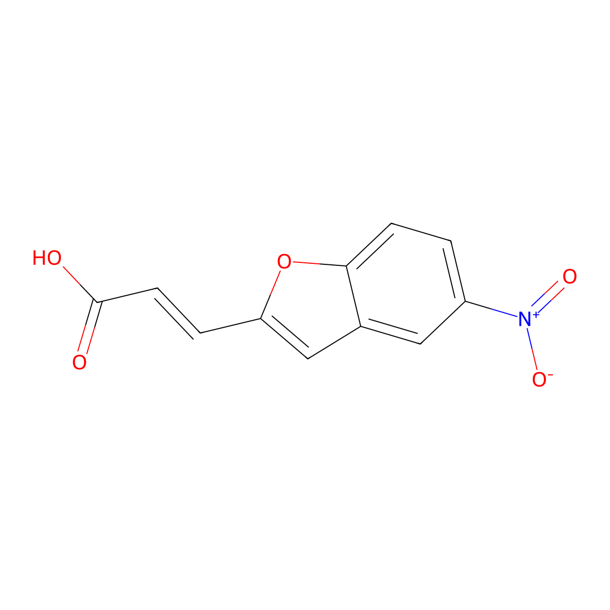 (2E)-3-(5-nitro-1-benzofuran-2-yl)prop-2-enoic acid molecular structure, CAS 1135282-87-9