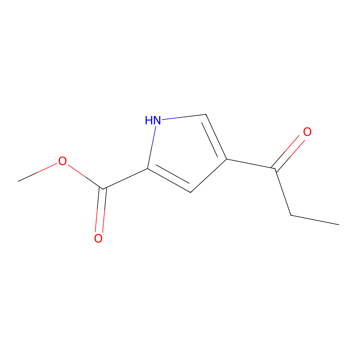 methyl 4-propionyl-1H-pyrrole-2-carboxylate molecular structure, CAS 1135282-93-7