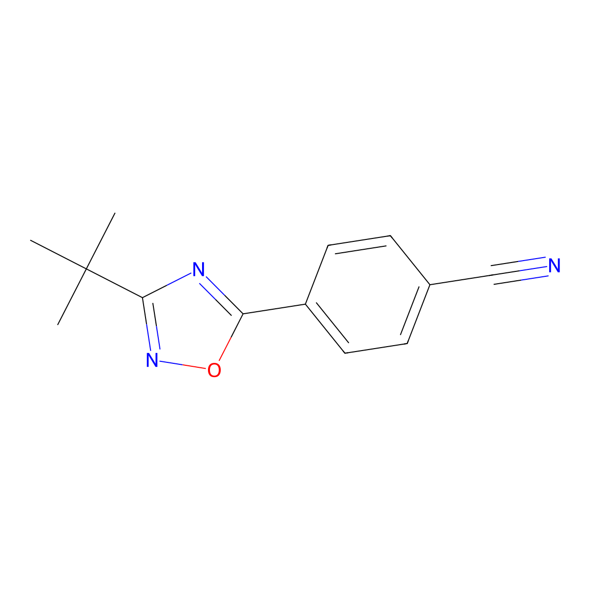 4-(3-Tert-butyl-1,2,4-oxadiazol-5-yl)benzonitrile molecular structure, CAS 1135282-95-9