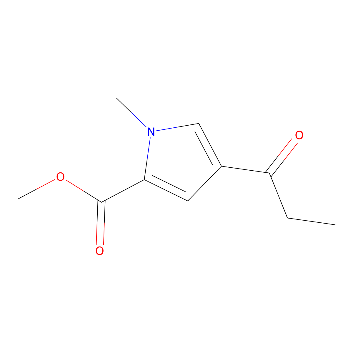 methyl 1-methyl-4-propionyl-1H-pyrrole-2-carboxylate molecular structure, CAS 1135283-00-9